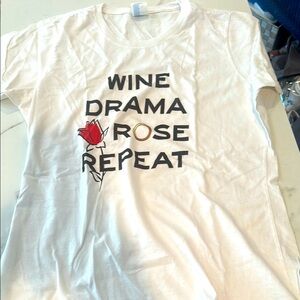 White Graphic Tee with Wine Drama Rose repeat Print, medium